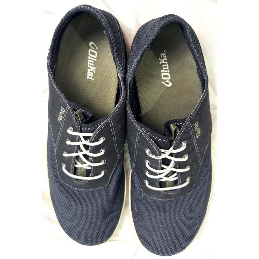 OluKai Nohea Moku Sneakers Men's 12 Black Mesh Lightweight Comfort Shoes EUC